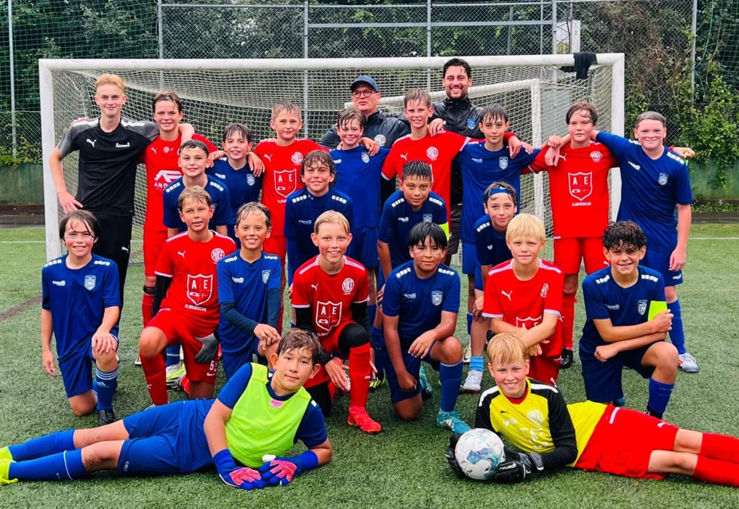 The 2012 boys team with players from another squad at the Gothia Cup in Sweden.