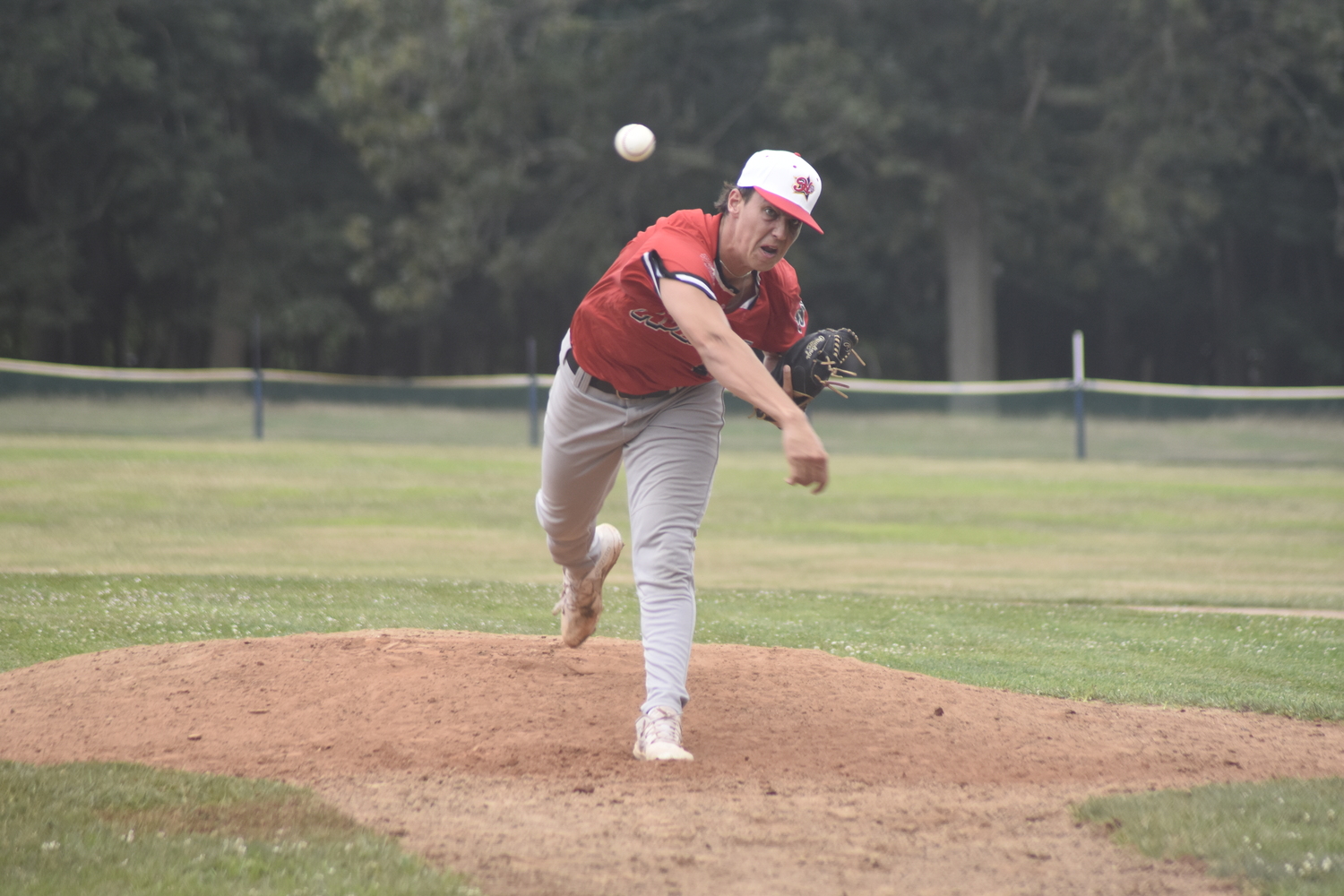 Westhampton Aviator Colby McNeely (Rider) takes the mound.  DREW BUDD