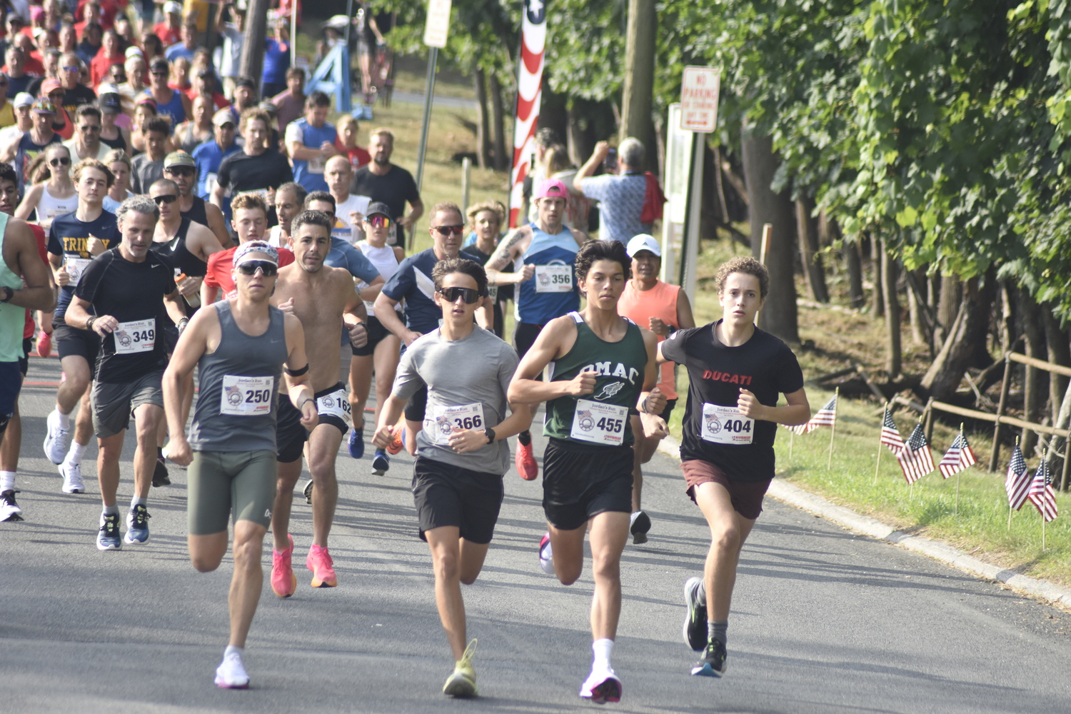 And they're off! Runners start the eighth annual Jordan's Run in Sag Harbor on Sunday morning.  DREW BUDD