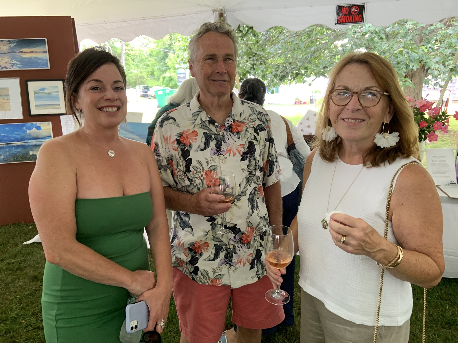 Sag Harbor Historical Museum board member Angela Inzerillo with Bruce and Vee Bennet at the museum's annual summer party. STEPHEN J. KOTZ