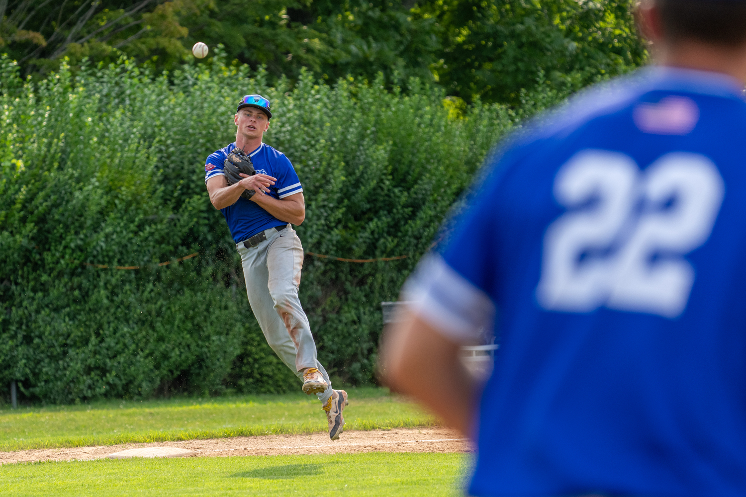 Tim Hennig (Binghamton University) makes a play from third base. He also hit a three-run home run in the sixth inning that iced the games for the Breakers.  RON ESPOSITO