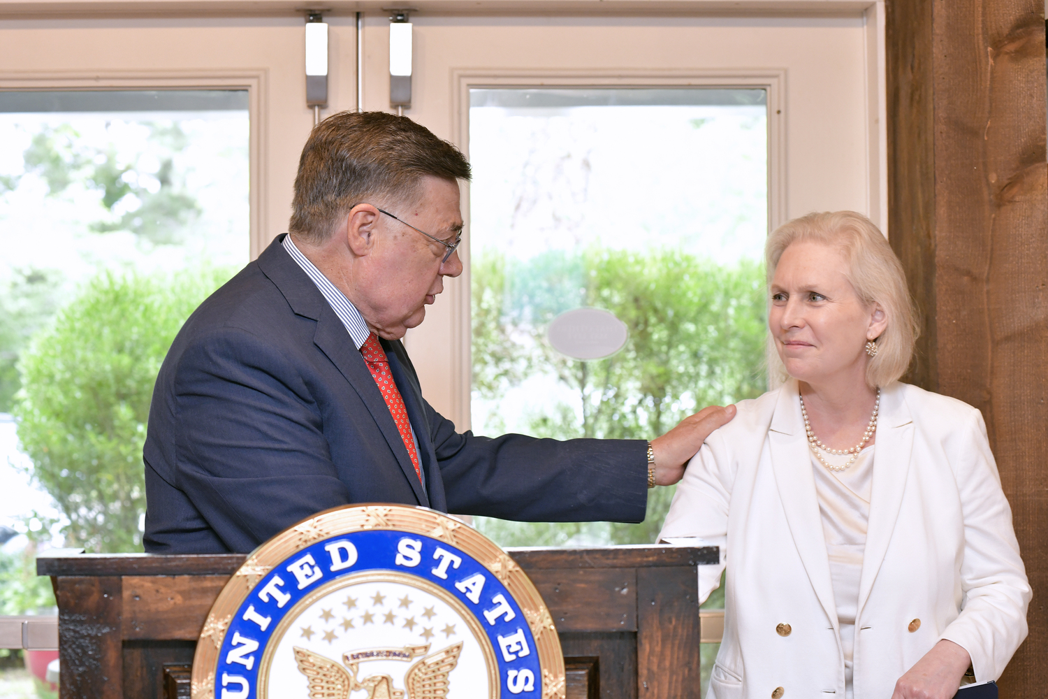 Suffolk County Legislator Ed Romaine with Senator Kirsten Gillibrand.  DANA SHAW