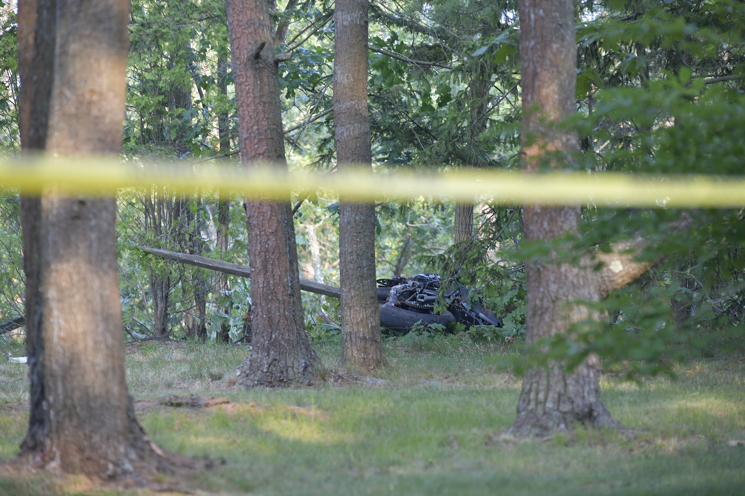 Wreckage of a fatal motorcycle accident on Old North Road in Hampton Bays on Tuesday evening.  DANA SHAW