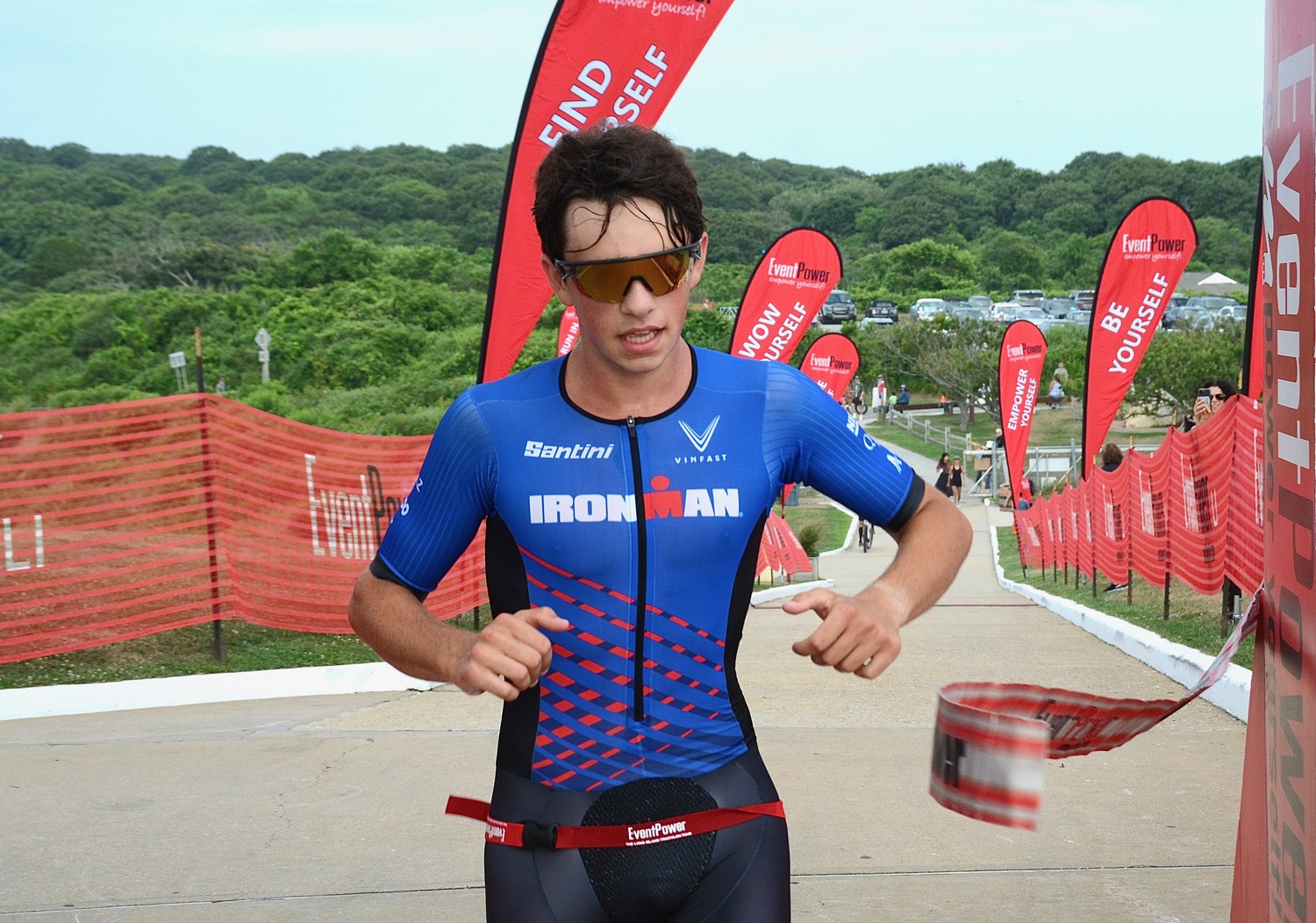 Matteo Somma of Malverne was this year's overall champion of the Montauk Lighthouse Triathlon on Sunday morning.   KYRIL BROMLEY