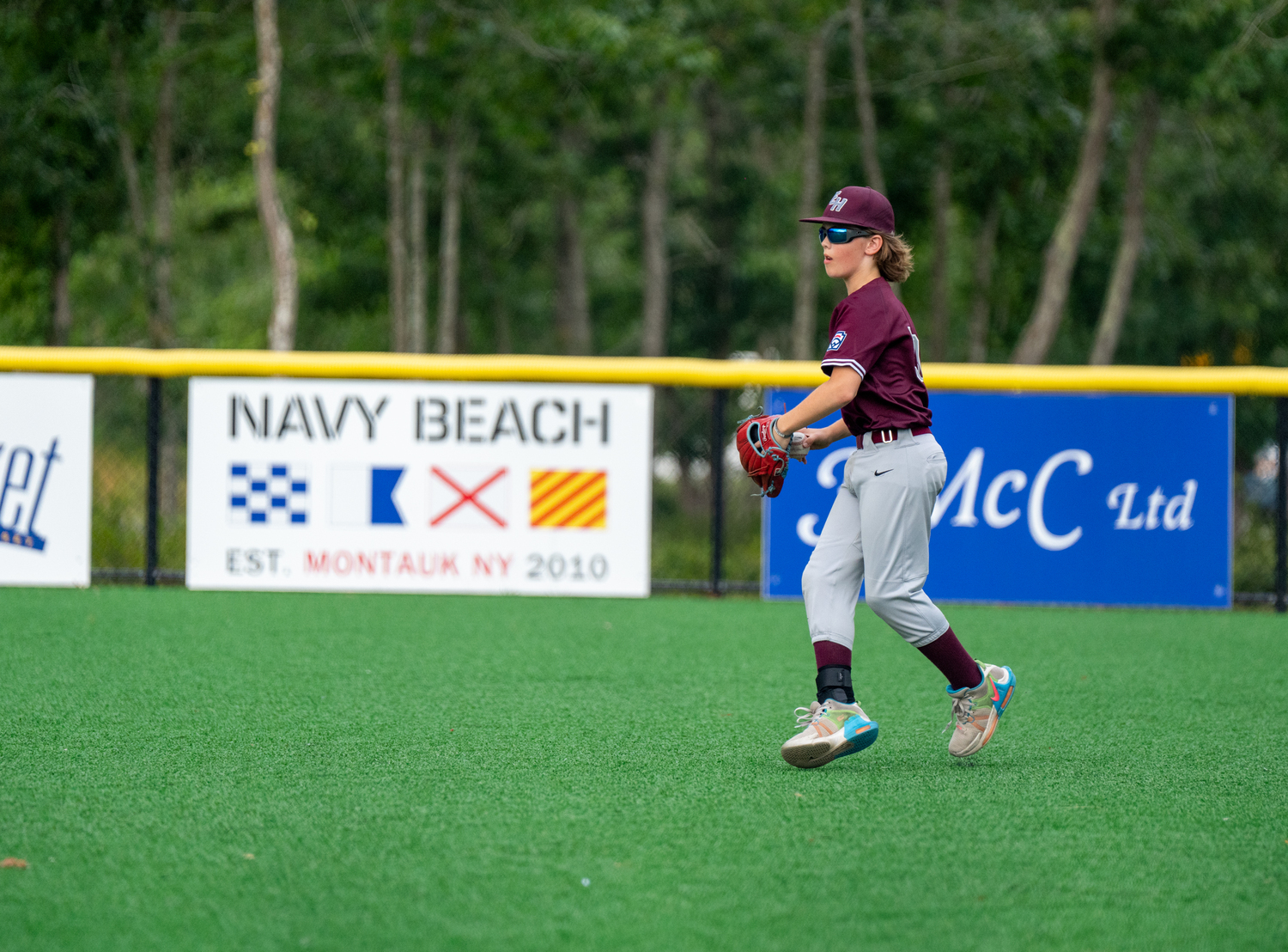 Kix Bock makes a play in the outfield.  RON ESPOSITO