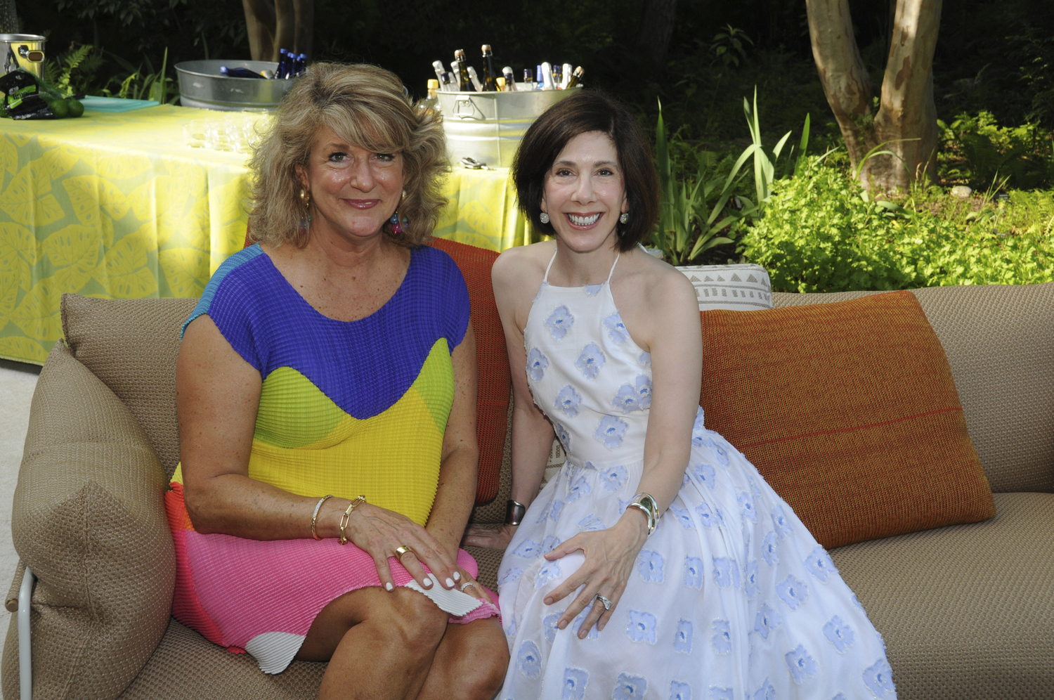 Anne Erni and Lana Harber at the LongHouse Reserve  of donated works of 60 acclaimed contemporary artists on July 13, live in the gallery-style setting of the Pavilion. The Benefit Preview Party  titled 