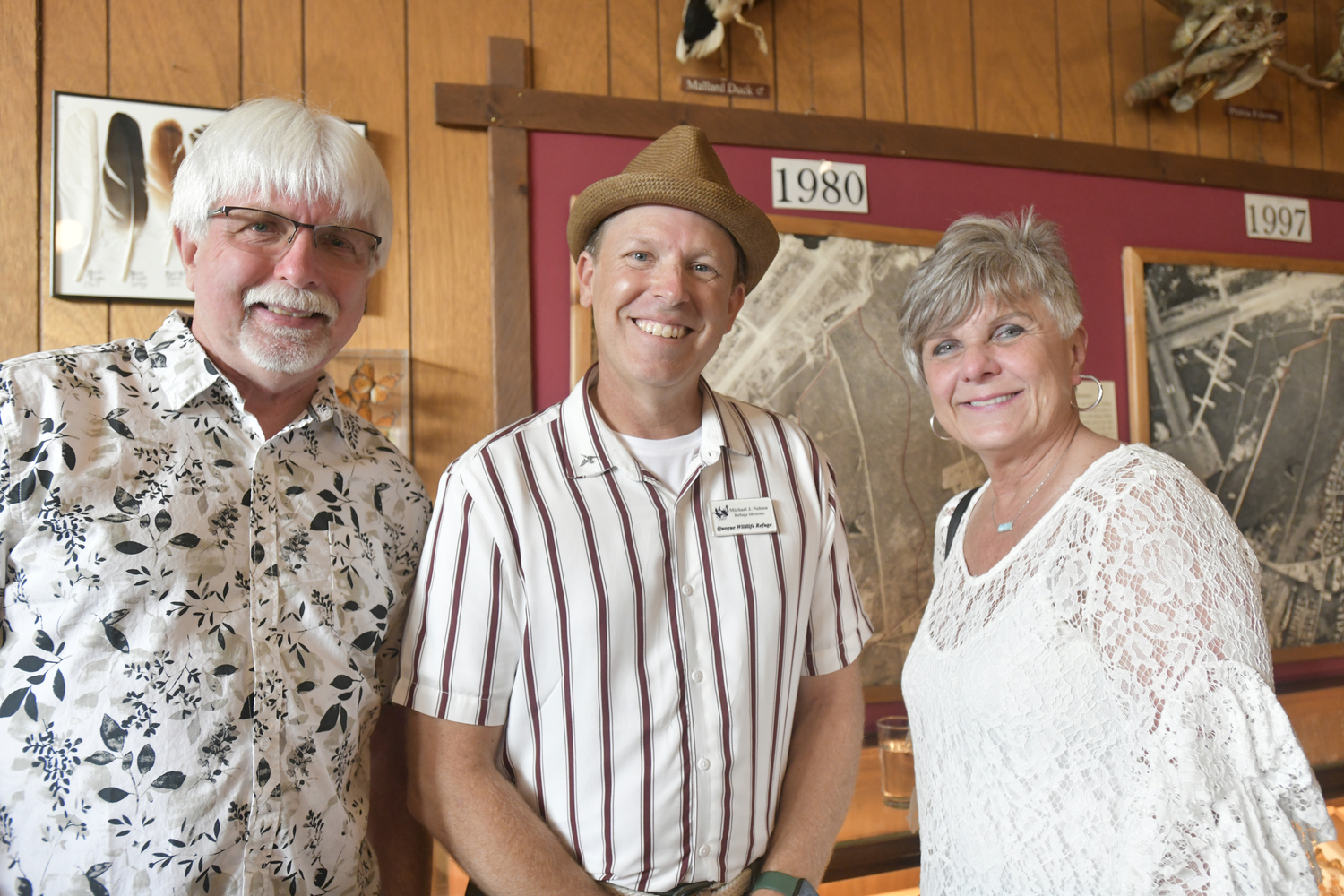 Ronald and Teresa McCaskie, with Michael Nelson, center, at the Quogue Wildlife Refuge's 