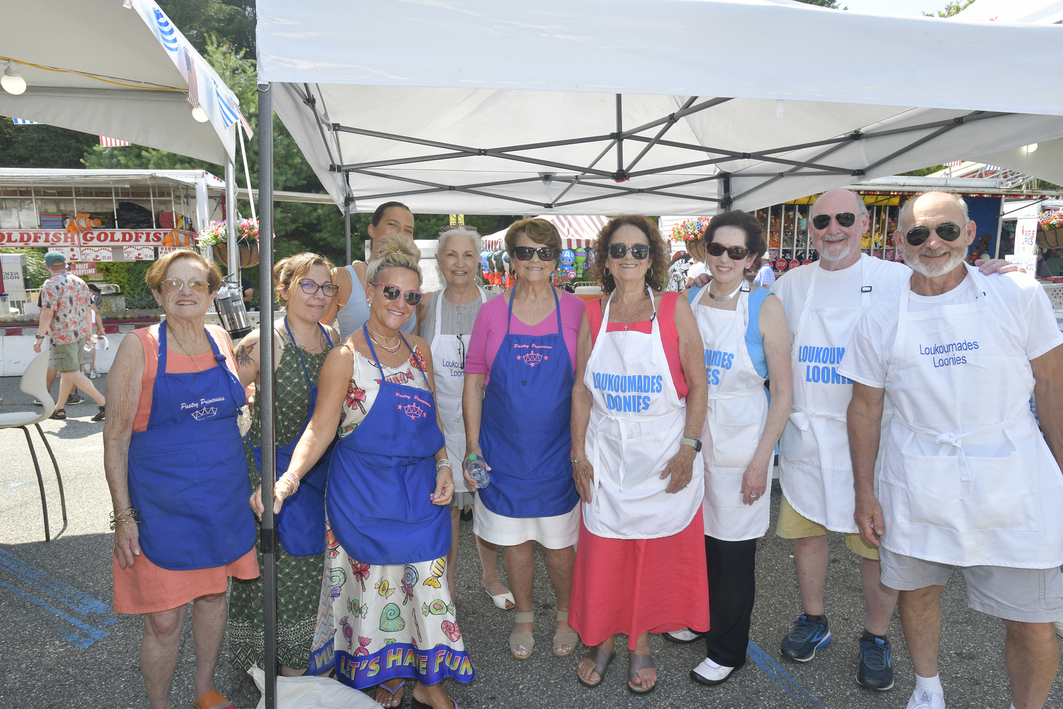 Volunteers in the pastry tent at the Hamptons Greek Festival on Sunday at the Dormition of the Virgin Mary Greek Orthodox Church of the Hamptons.  DANA SHAW