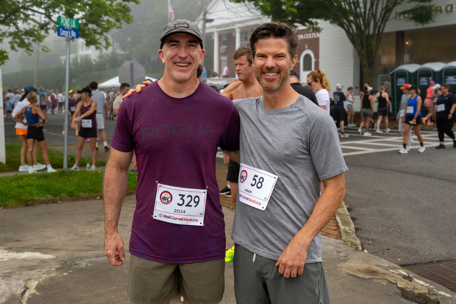 Just a pair of Southampton buds, Bill Souhrada, left, and Jason Hancock, hanging out prior to Sunday's race.   RON ESPOSITO