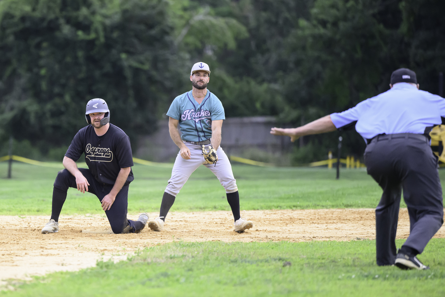 An Ospreys baserunner is called safe at second.   MARIANNE BARNETT