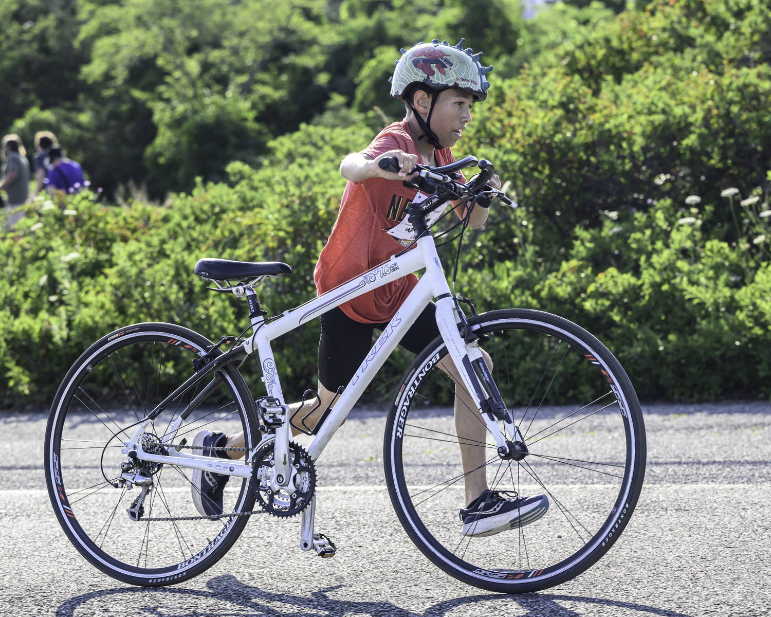 The triathlon included a 6-mile bike ride.  MARIANNE BARNETT