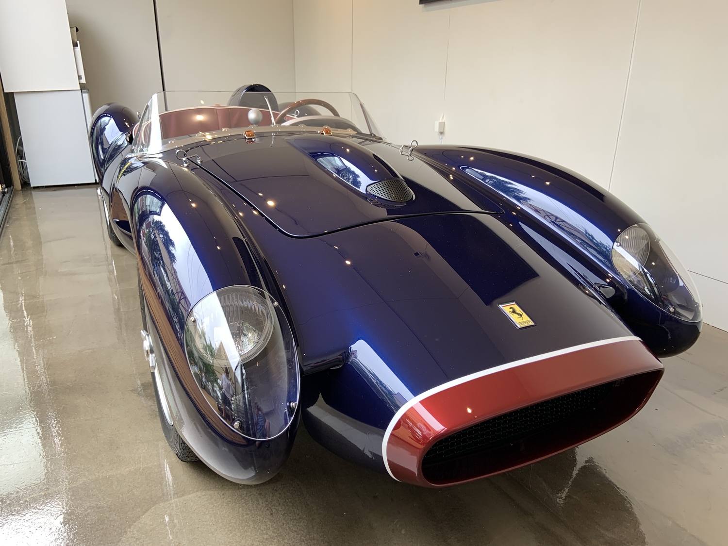 The nose of a replica of a Ferarri 250 Testa Rossa, a famed racecar from the 1950s. STEPHEN J. KOTZ