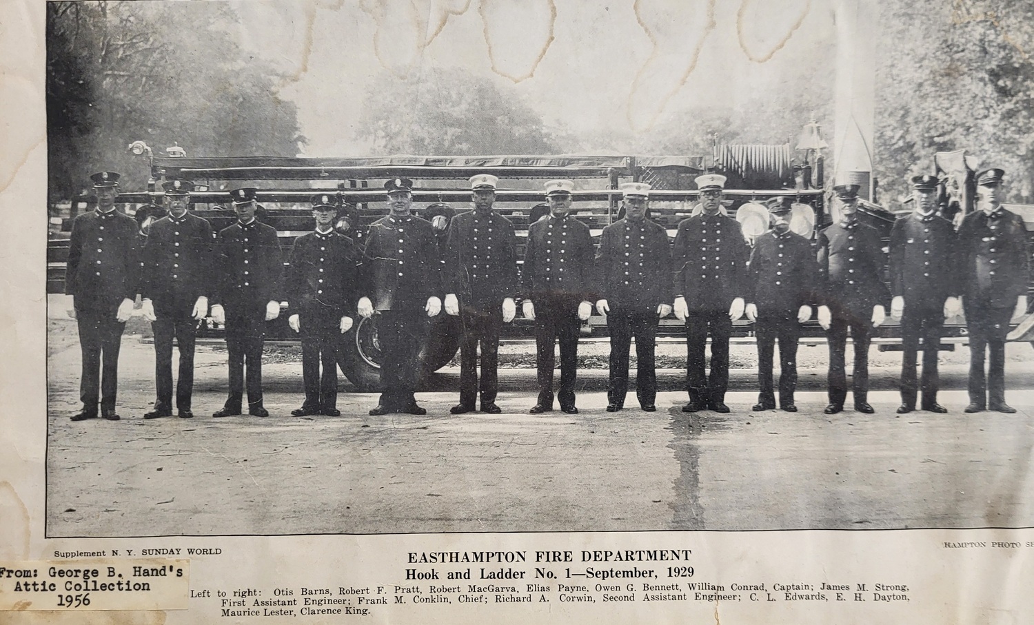 Hook and Ladder Company 1, pictured in September 1929. GEORGE B. HAND'S ATTIC COLLECTION