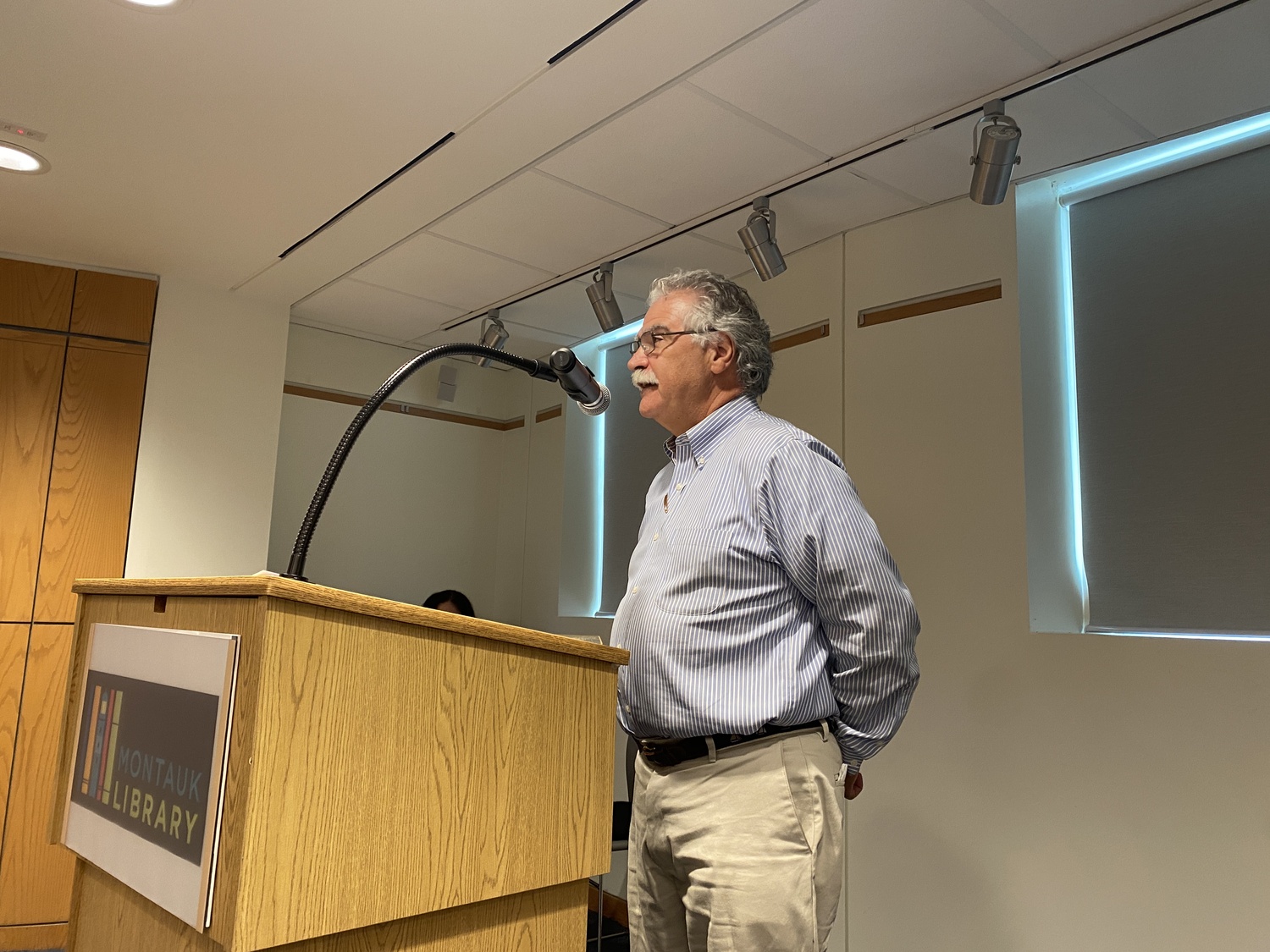 Aram Terchunian told the East Hampton Town Board that four properties at Culloden Shores in Montauk should be moved to a different Coastal Erosion Overlay District zone. CHRISTOPHER WALSH