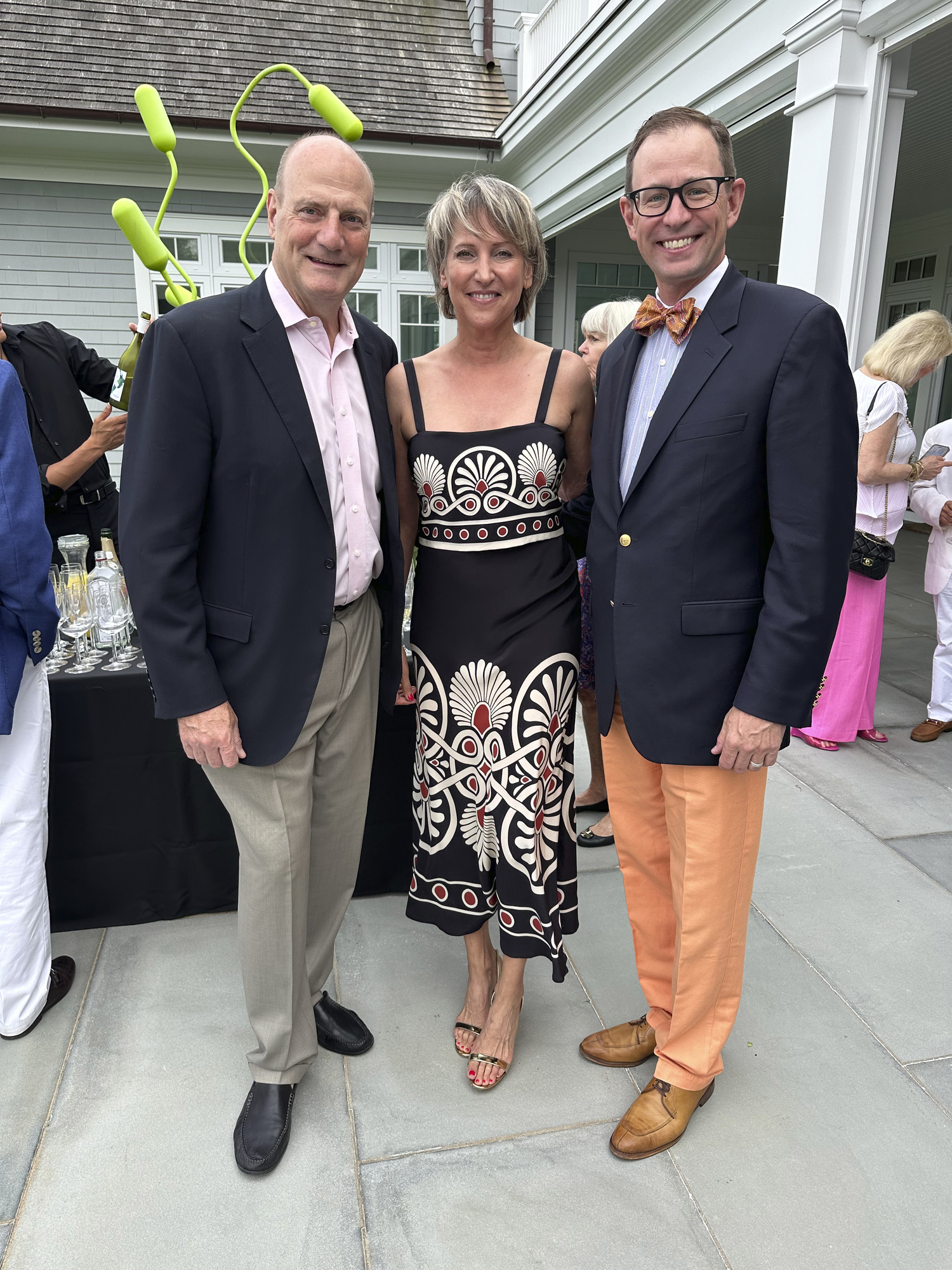 John and Melanie Wambold with Dr. Dan Van Arsdale at the Stony Brook Southampton Hospital kickoff party.   GREG D'ELIA