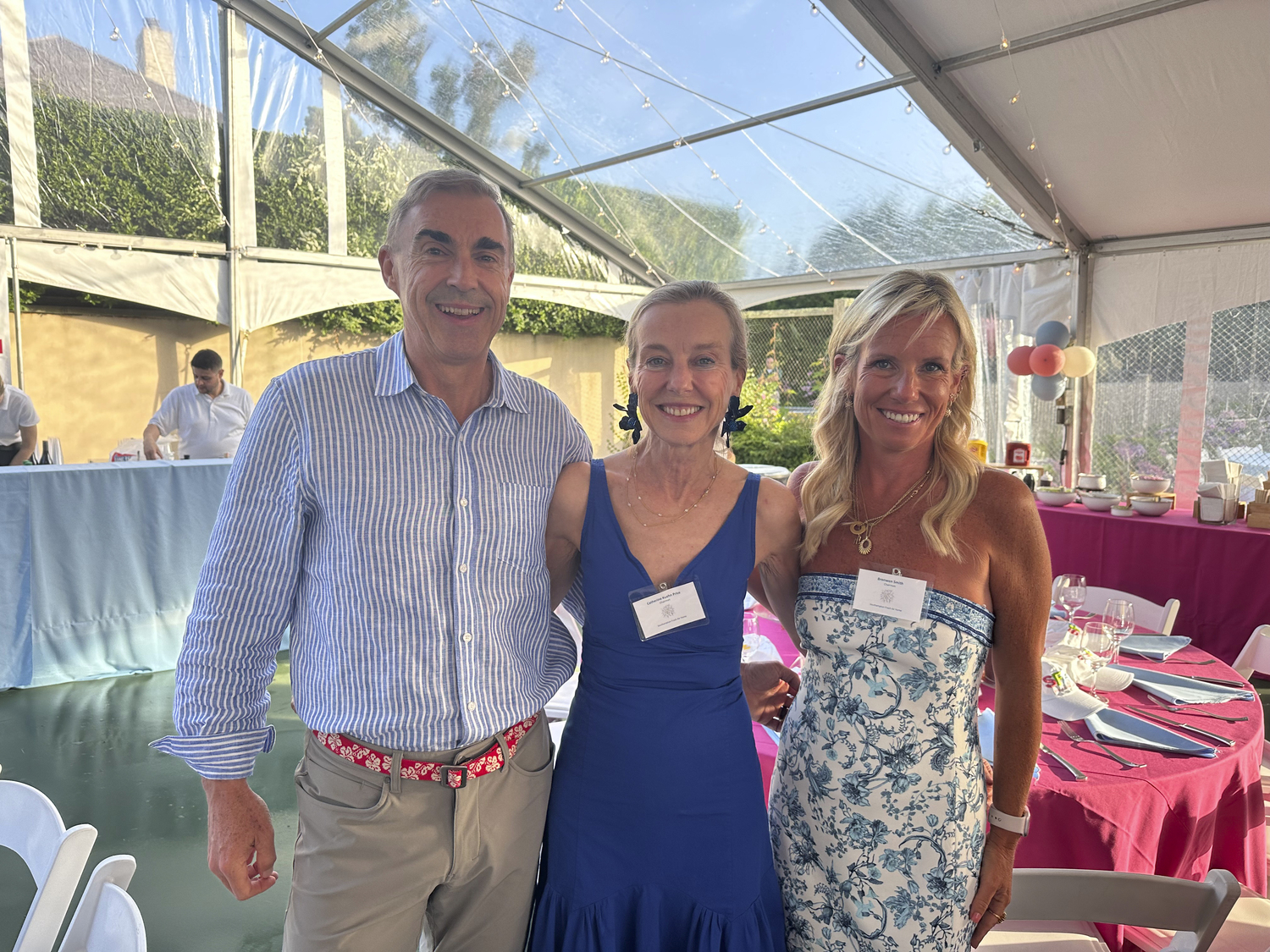 Malcolm and Cathy Price and Bronwen Smith at the Southampton Fresh Air Home's American Picnic.  GREG D'ELIA