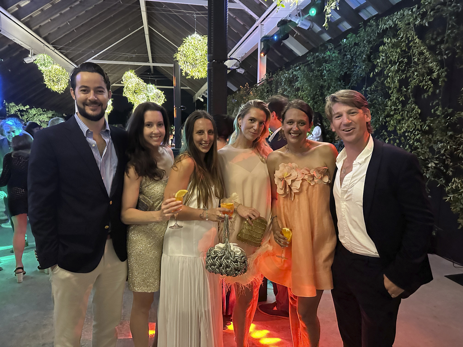 Justin Mitchell, Angela Wade, Madison Johnson, Effie Kilmer, Paulina Keszler and Logan Tupper at the Parrish Art Museum's Midsummer Dance Party.  GREG D'ELIA