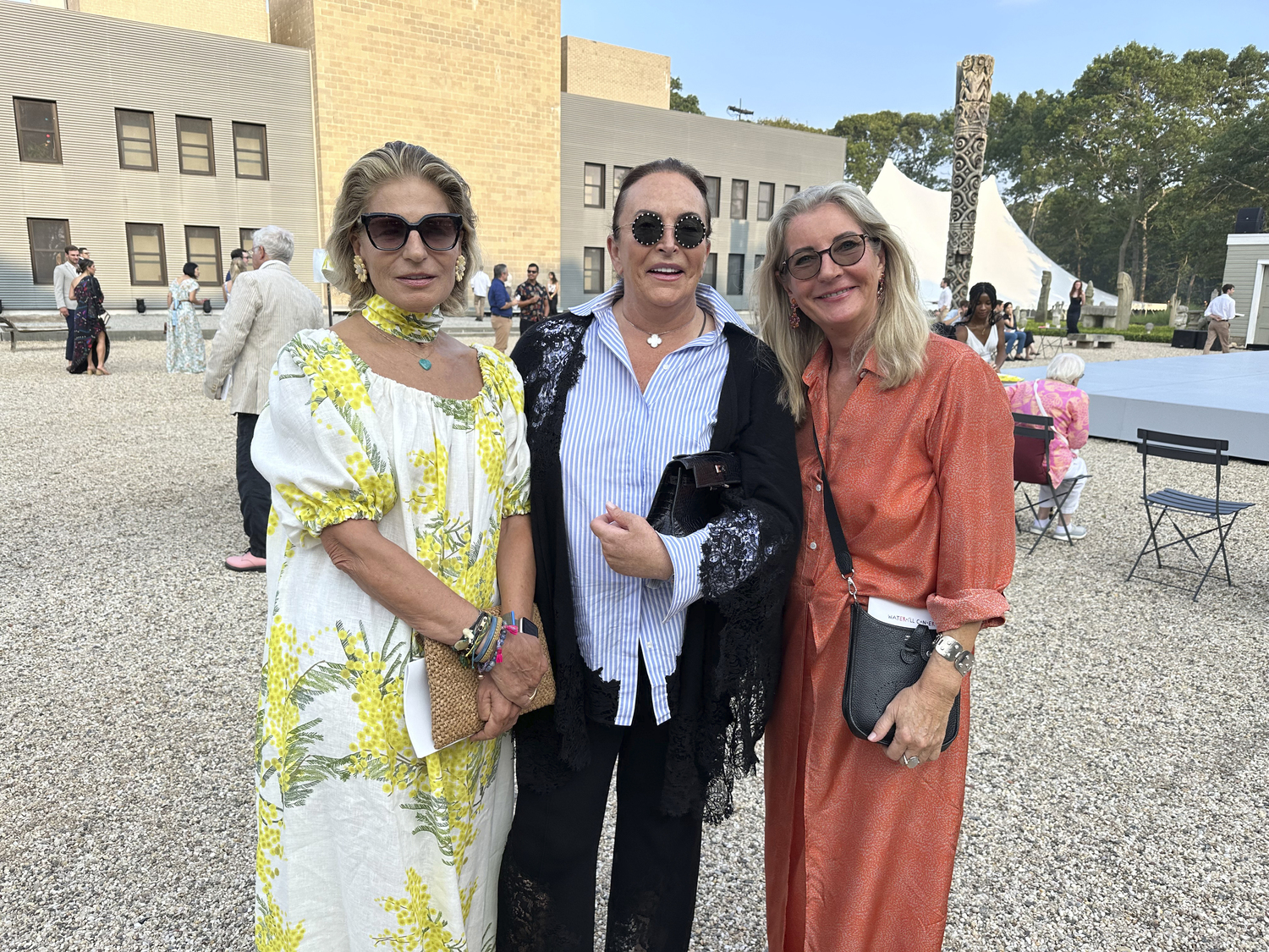 Sissy Bohlen, Anke Friedrich and Colleen Rosenblat at The Watermill Center Gala.  GREGORY D'ELIA