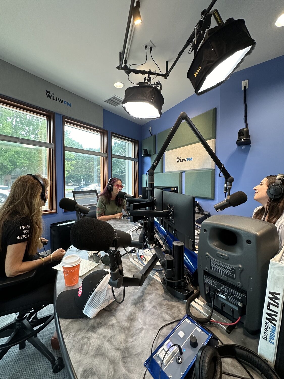 Gianna Volpe (right) on the air at WLIW with guests Lynn Blumenfeld (left) and Bridget LeRoy (middle). DAN STARK