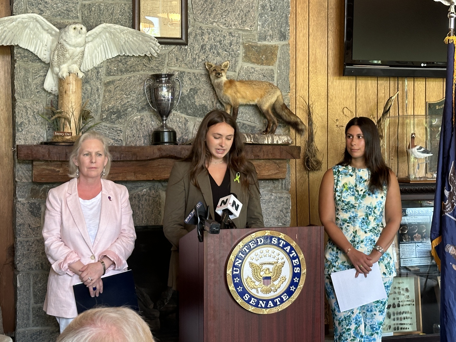 Olivia Abrams speaking at the Quogue Wildlife Refuge on Monday, July 29. DAN STARK