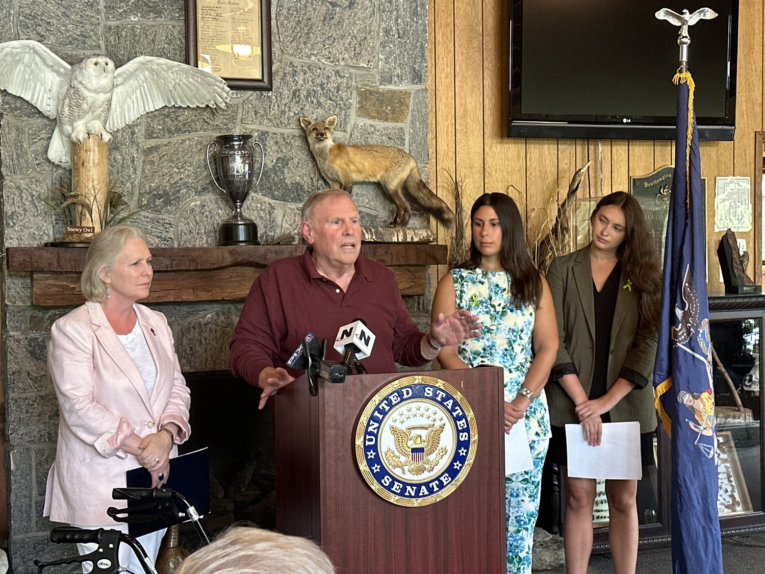 Dr. Jorge Benach of Stony Brook University speaking at the Quogue Wildlife Refuge on Monday, July 29. DAN STARK