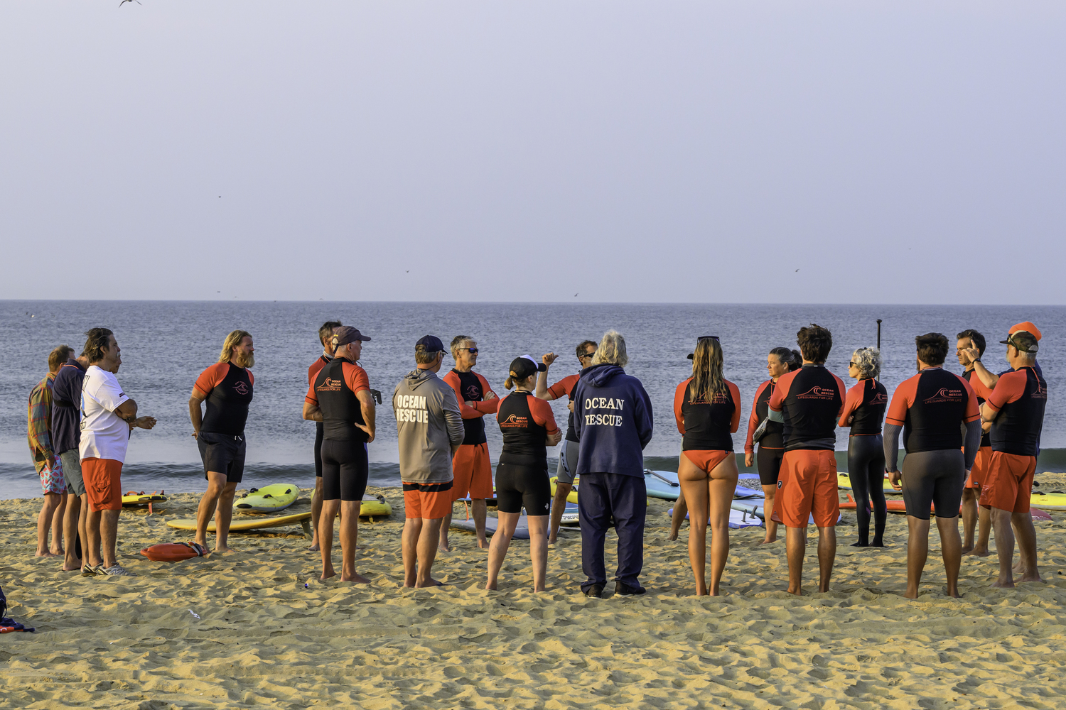 East Hampton Volunteer Ocean Rescue goes over its safety plan for Saturday morning's event that included three different lengths.   MARIANNE BARNETT