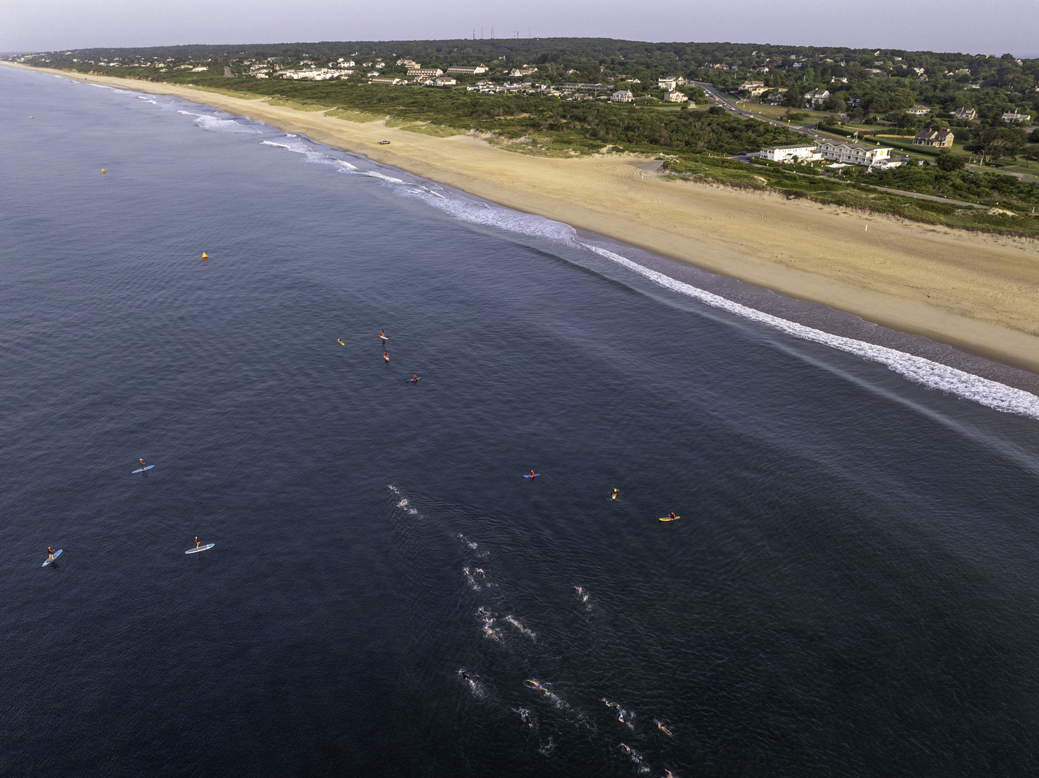 This year's Montauk Ocean Swim Challenge was moved to Kirk Park Beach after having been at Ditch Plains in years past.   MARIANNE BARNETT