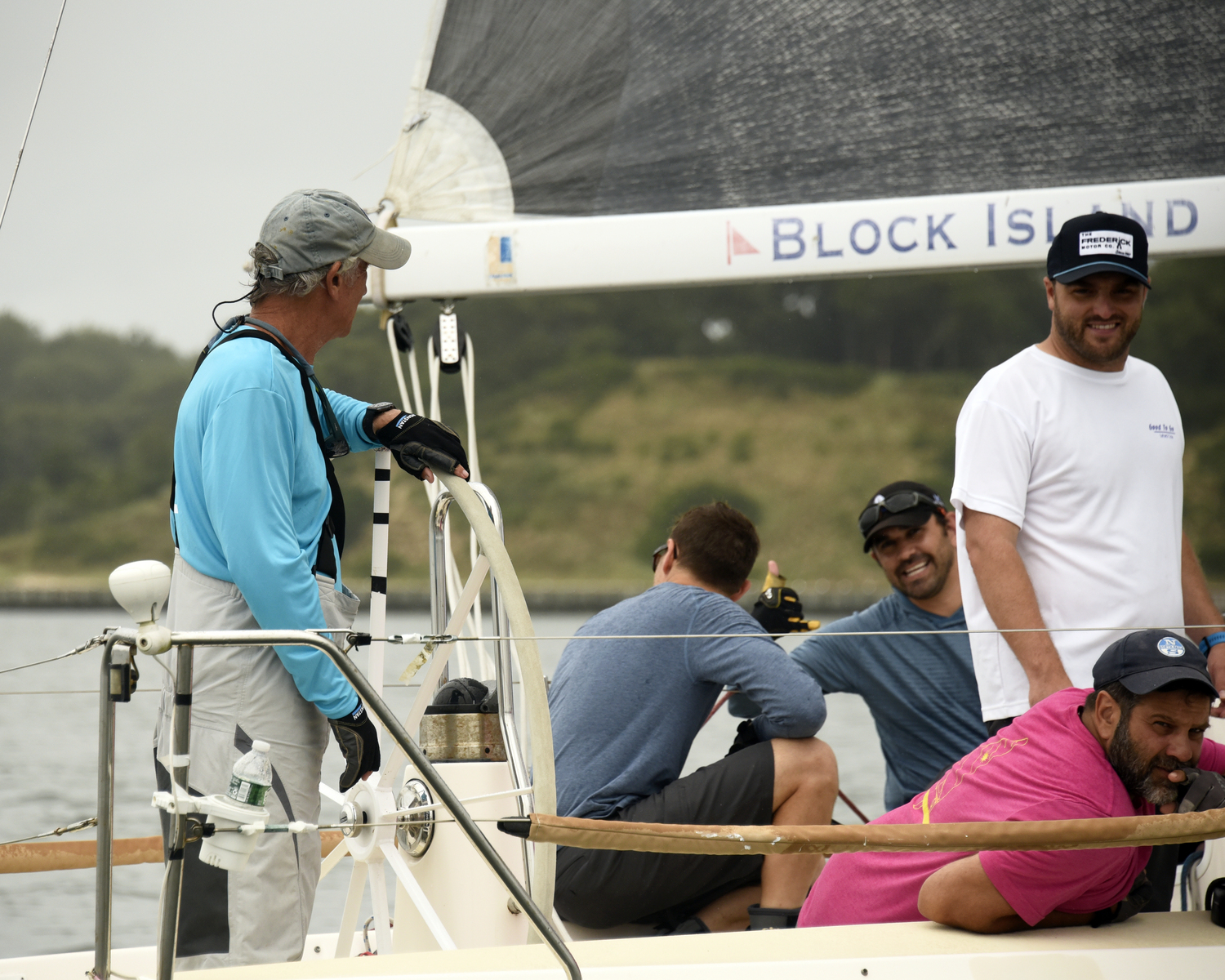 Big Boat skipper Bud Rodgers, who won Division I, focusing on his watch seconds before the start.  MICHAEL MELLA