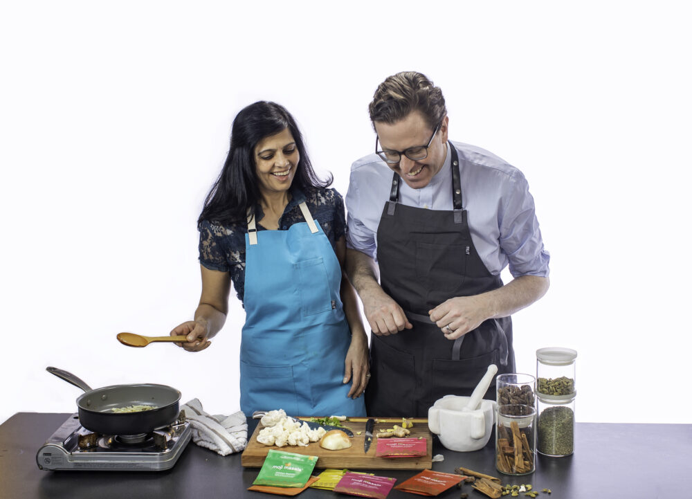 Shireen Qadri and J.D. Walsh are the founders of Moji Masala. COURTESY MOJI MASALA