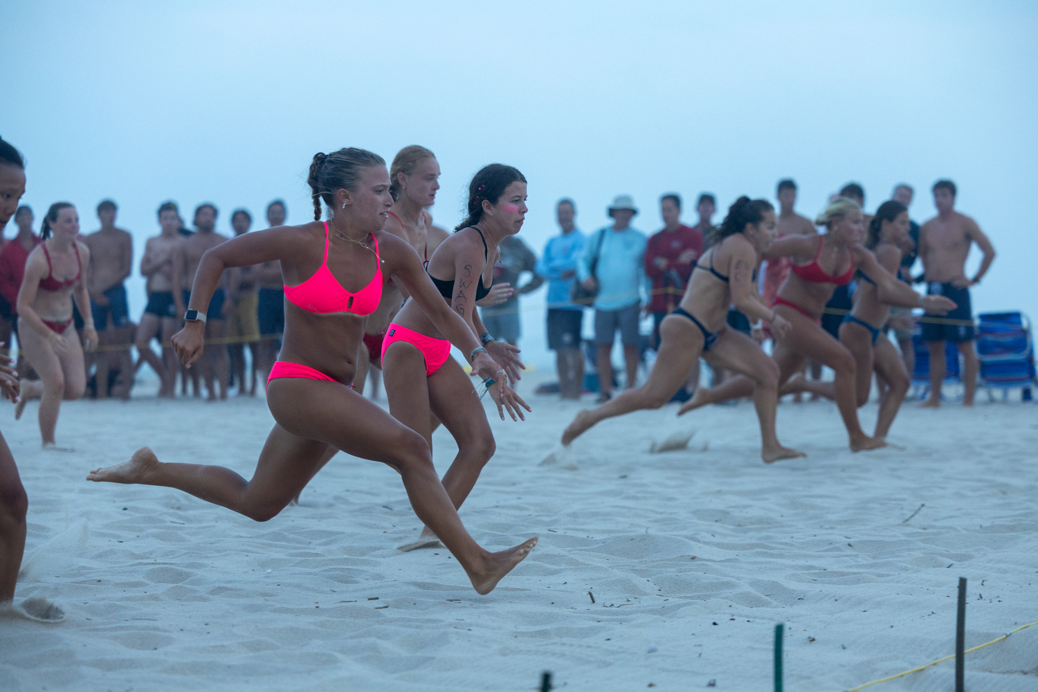 The women compete in the beach flags.   RON ESPOSITO