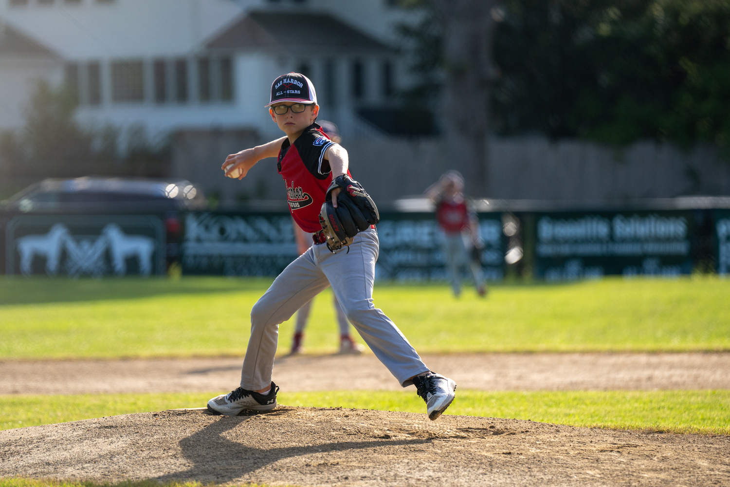 J.B. Ziglar on the mound at the Bridgehampton Fire Department on July 3.   RON ESPOSITO