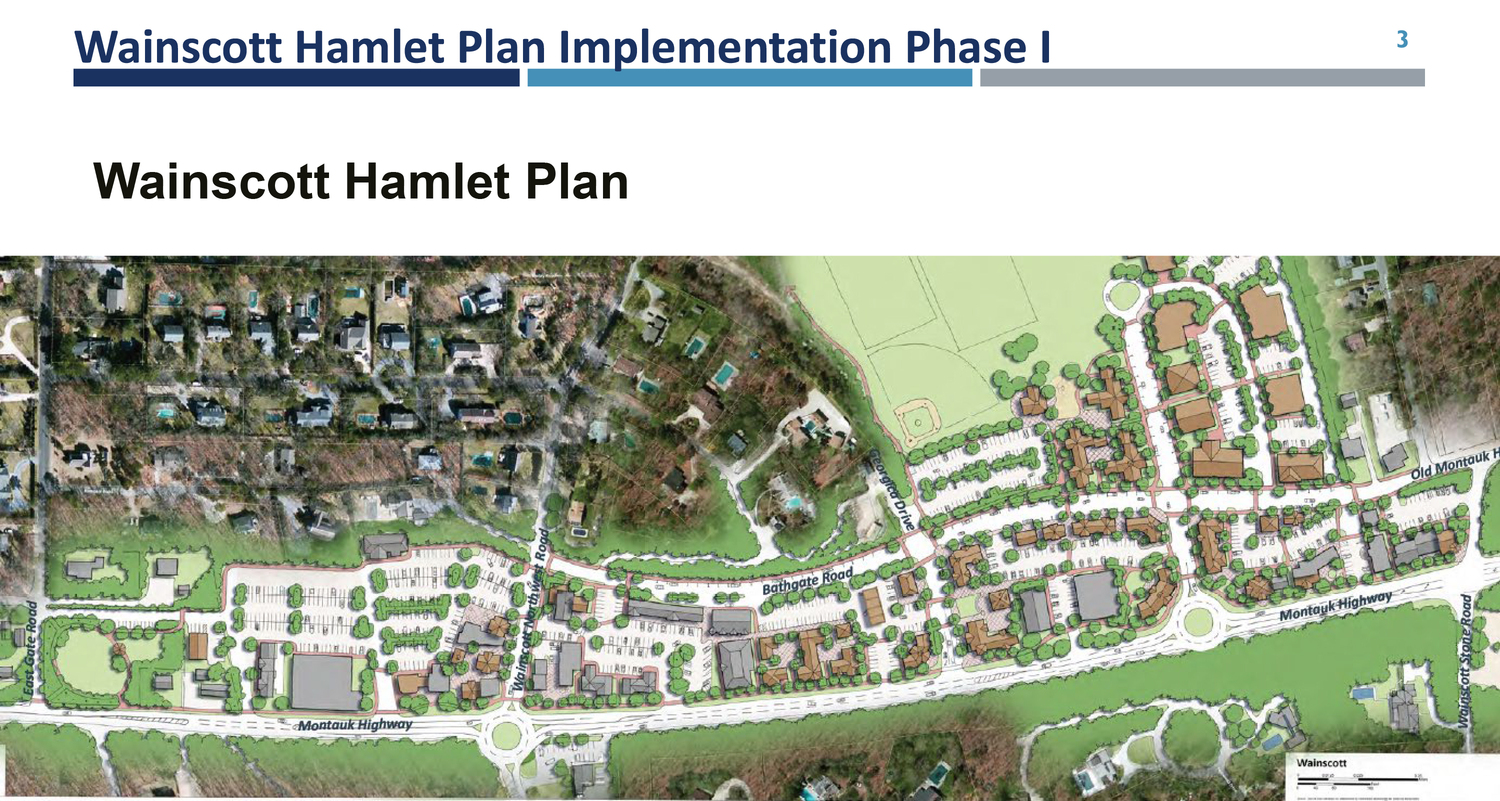 More efficient and economic arrangement of buildings, parking areas, circulation systems and utilities is a desired outcome of the Wainscott hamlet plan's implementation.