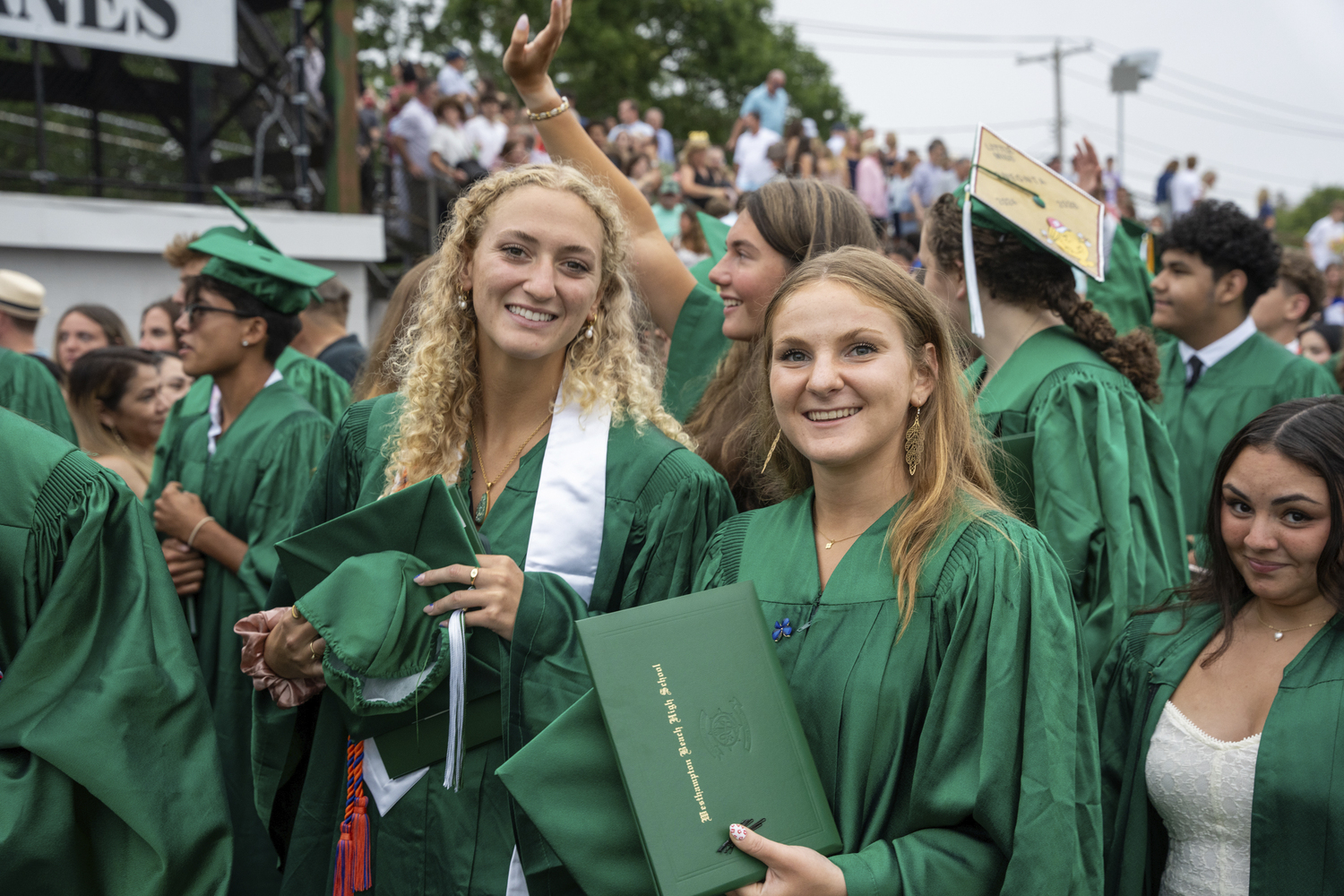 Graduates celebrate after Westhampton Beach High School commencement on June 26.    RON ESPOSITO