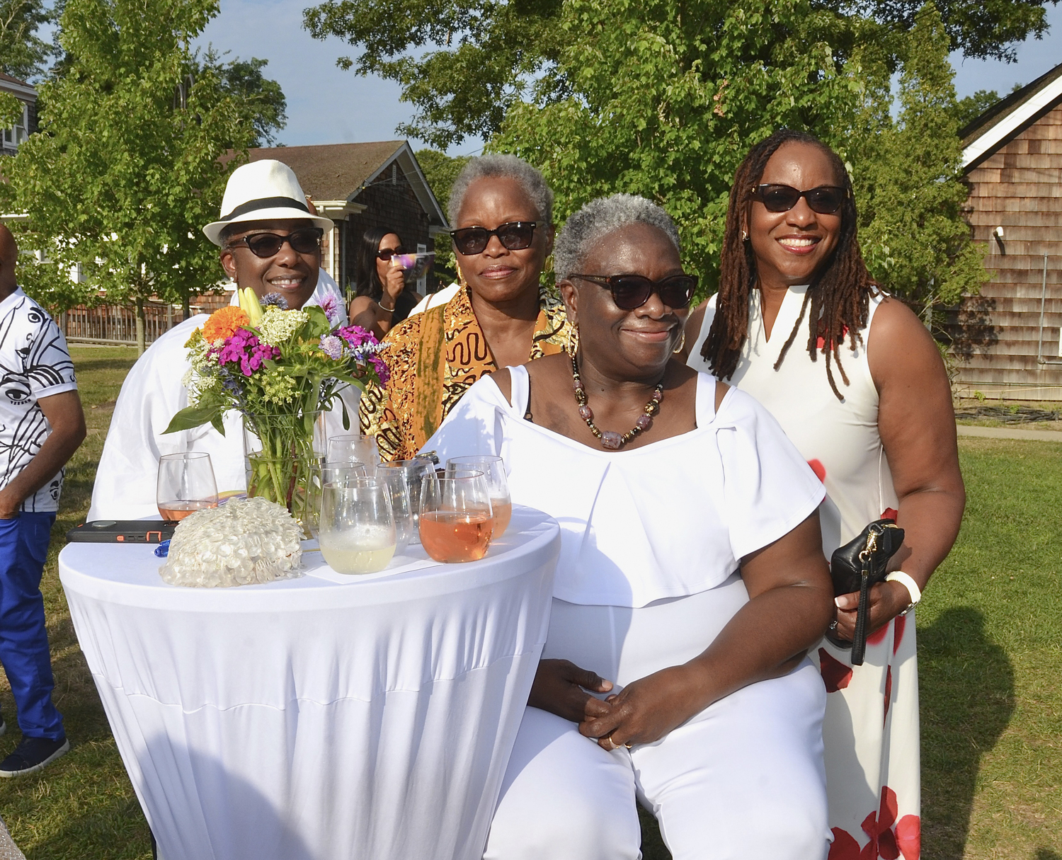 Fidelia Dottin, Esther, Nicole, and Florence Rolston at the Bridgehampton Child Care and Recreational Center's Jazz Soul Celebration benefit on Saturday evening on the grounds of the center in Bridgehampton.    KYRIL BROMLEY