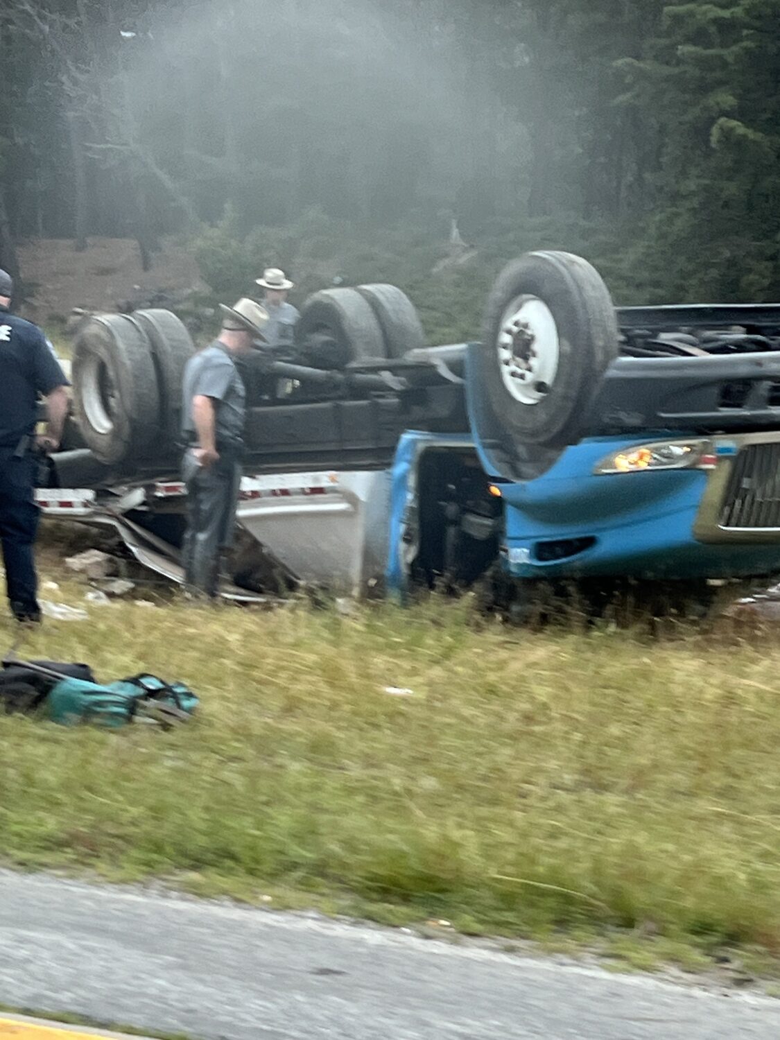 Sunrise Highway turnover accident in East Quogue on Tuesday, July 9.  ALAN BUDAY