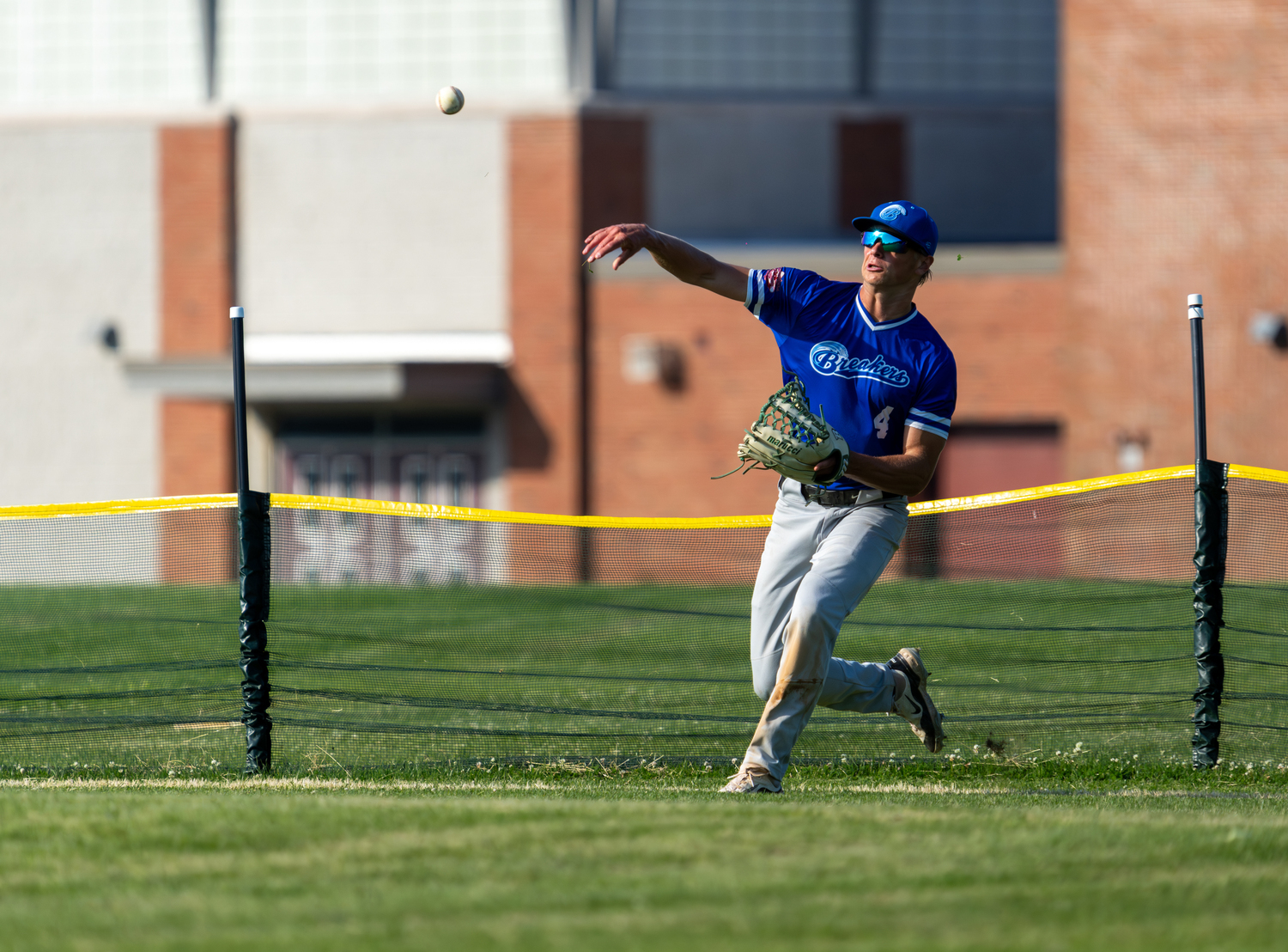 Tim Hennig (Binghamton) gets the ball in from the outfield.   RON ESPOSITO