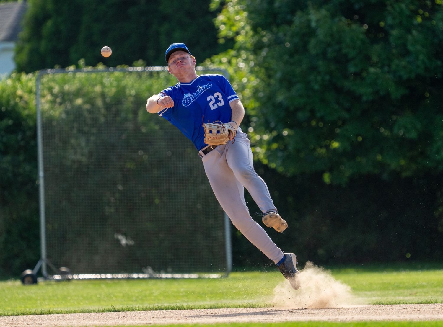 Easton Harris (Bradley) makes a play from third base.   RON ESPOSITO