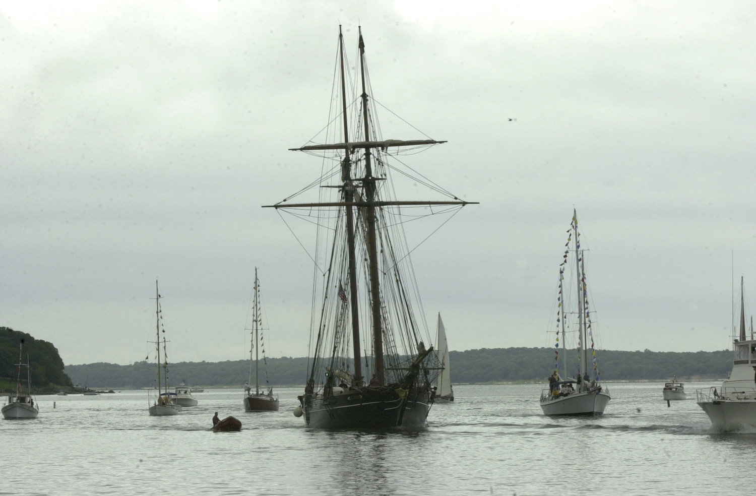 A replica of La Amistad docked at Long Wharf in Sag Harbor in September of 2002.  DANA SHAW