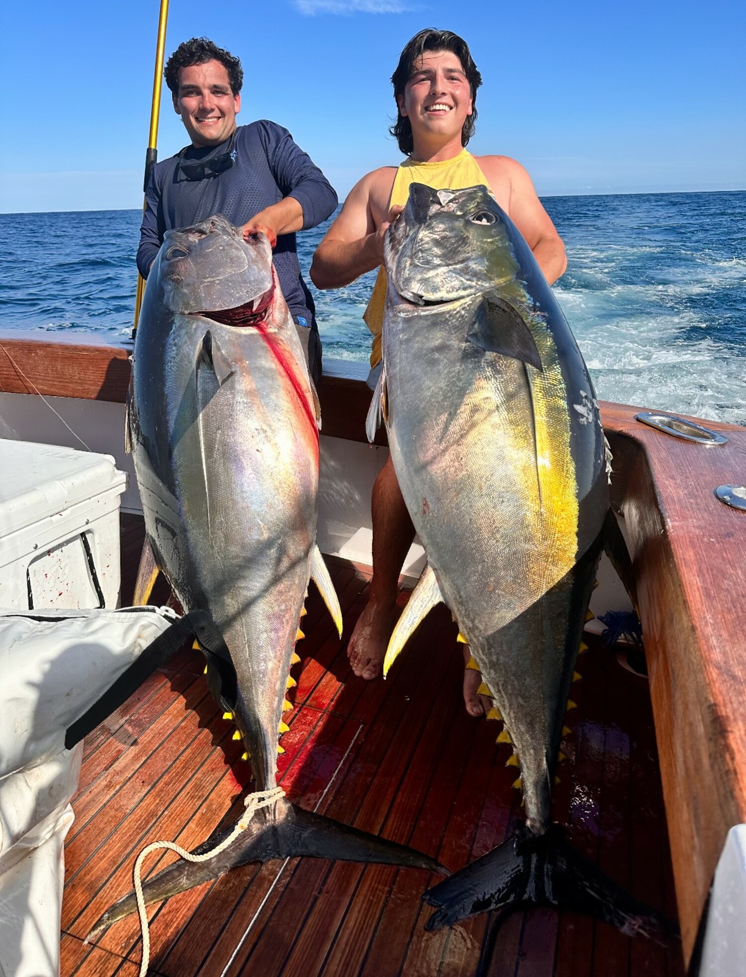 These bigeye tuna hefted by Aaron D'Aversa and Anthony Vaccaro Jr. were beauties but were not big enough to best the 192 pounder weighed in by the crew of John Bauman's boat Whitewater to take the top spot in the Hamptons Offshore Invitational.