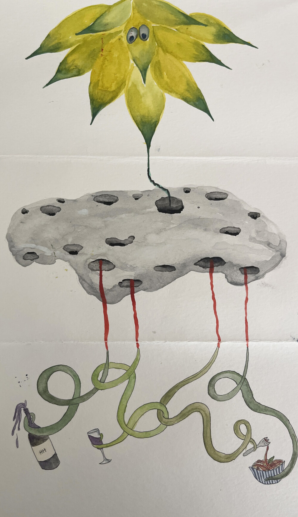 An Exquisite Corpse artwork by artists Melinda Hackett, Michael Drury and Herron Hutchins. COURTESY THE ARTS CENTER AT DUCK CREEK