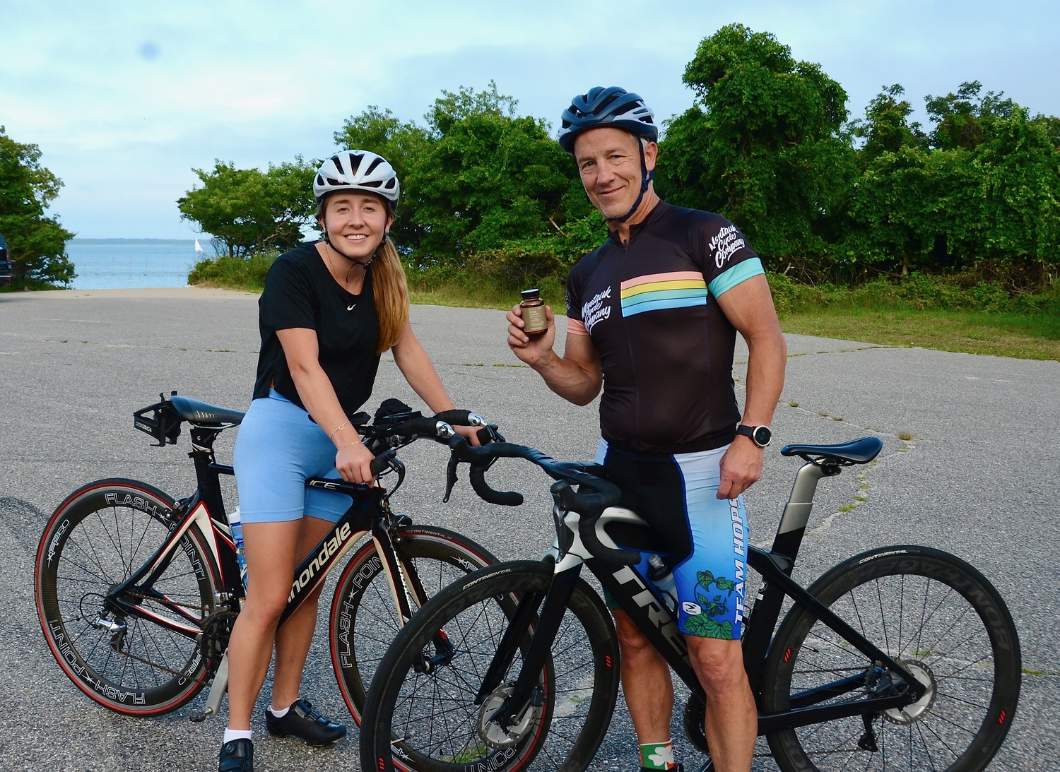 East Hampton resident Alyssa Bahel and her father, Mike, show off their Dragon Hemp Apothecary products. KYRIL BROMLEY