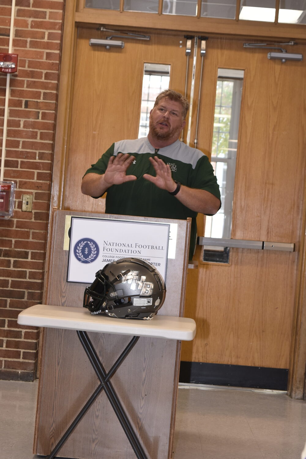 Westhampton Beach head coach Bryan Schaumloffel, who is credited with bringing the inaugural Suffolk County Football Media Day to life, speaks about his team and its upcoming season.   DREW BUDD