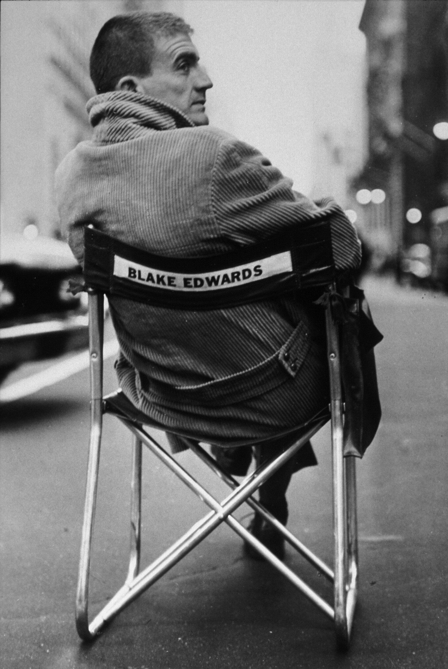 Blake Edwards in the director's chair on set. COURTESY PBS