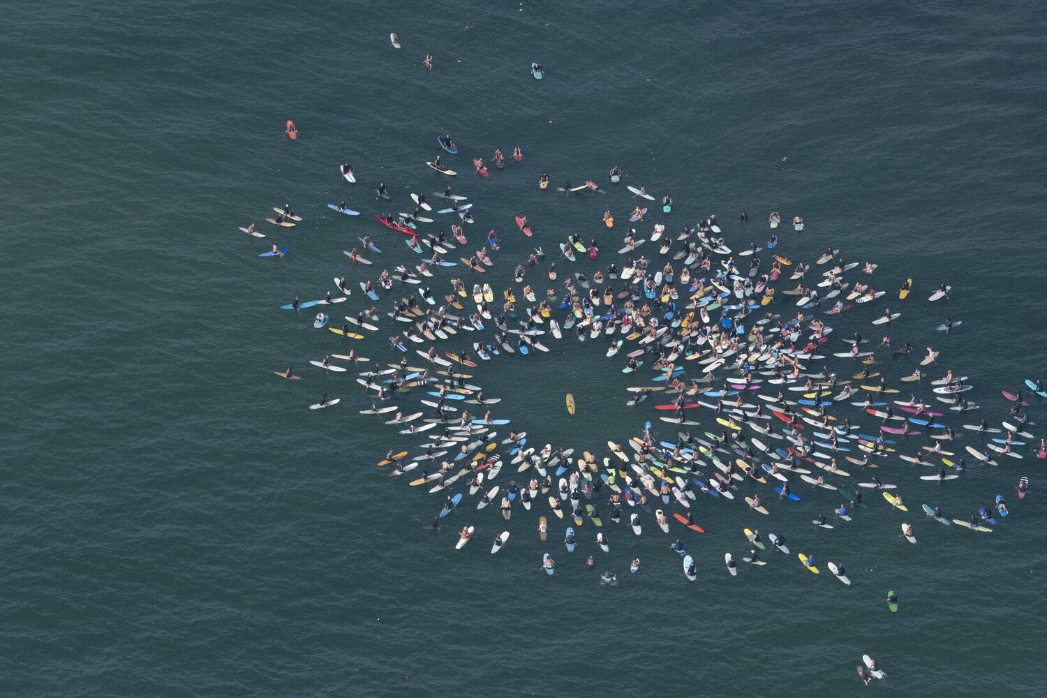 Sunday's paddle out for Andrew Blauschild.  DOUG KUNTZ