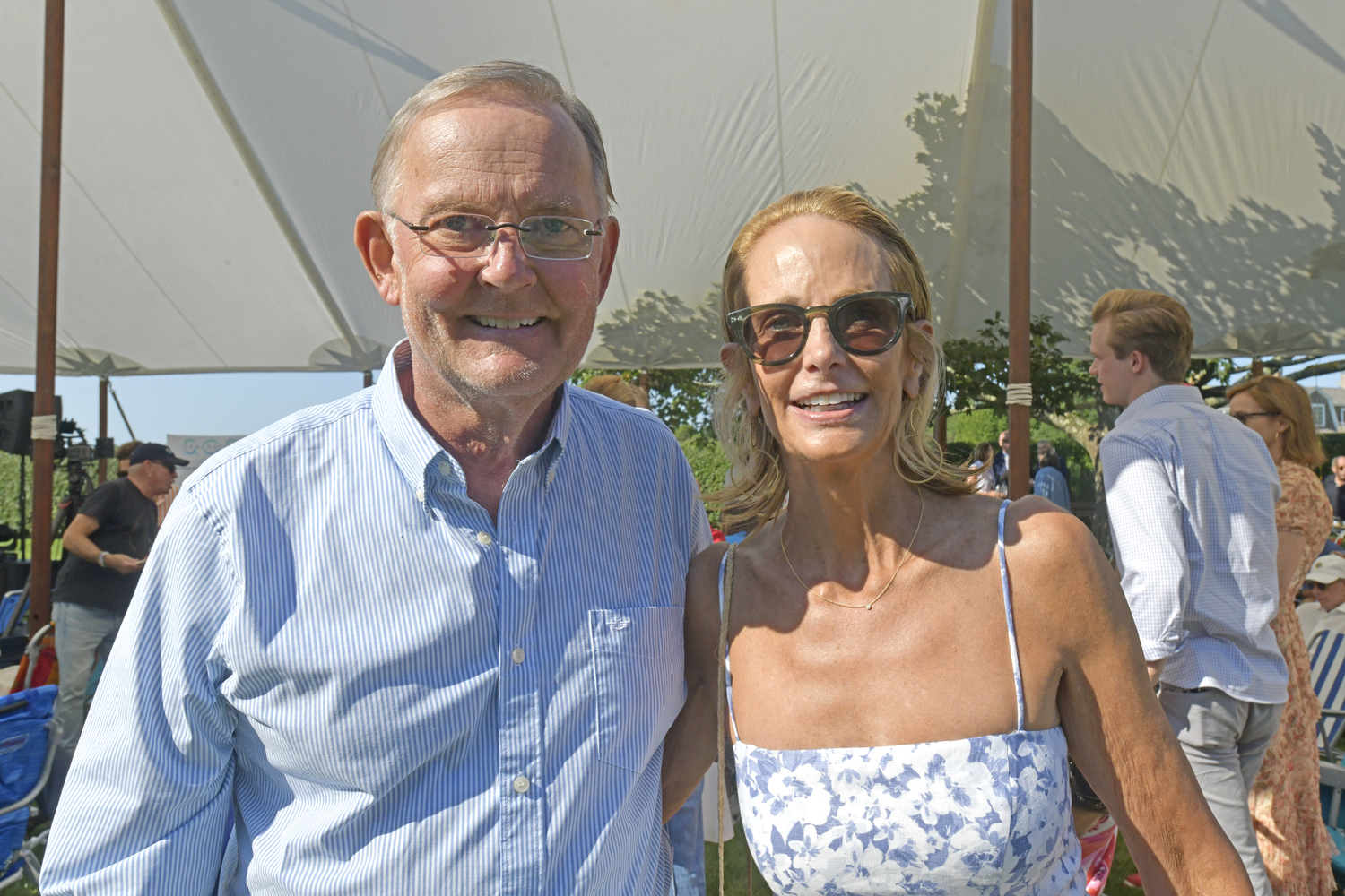 Jim Hood and Robin Aviv at the Generation S.O.S. benefit in Water Mill on Sunday afternoon.  DANA SHAW