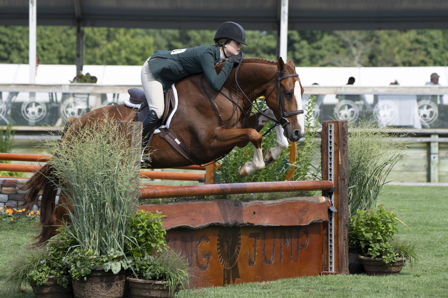 Phoebe Topping rides at the Hampton Classic Opening Day on Sunday.   LORI HAWKINS