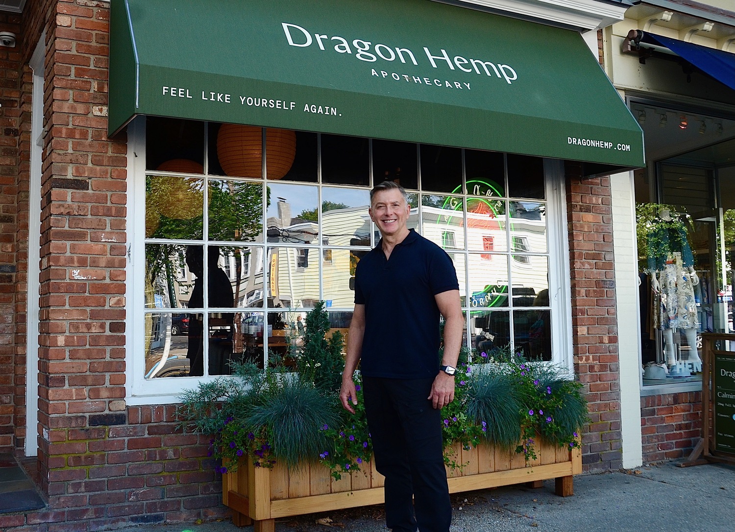 Sag Harbor business owner Kevin Menard at his Dragon Hemp Apothecary on Main Street. KYRIL BROMLEY