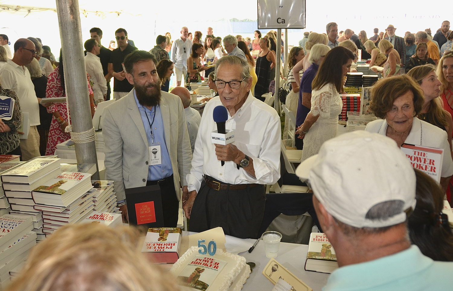 Author Robert Caro at the East Hampton Library's 20th annual Author's night on Saturday in Herrick Park.  KYRIL BROMLEY