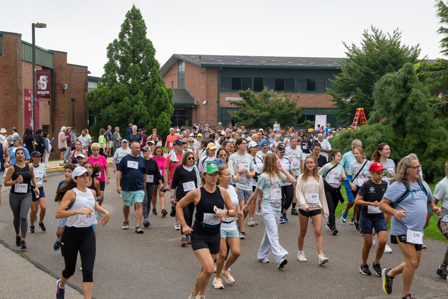 Runners and walkers start the 29th annual Ellen's Run in Southampton on Sunday morning.   RON ESPOSITO