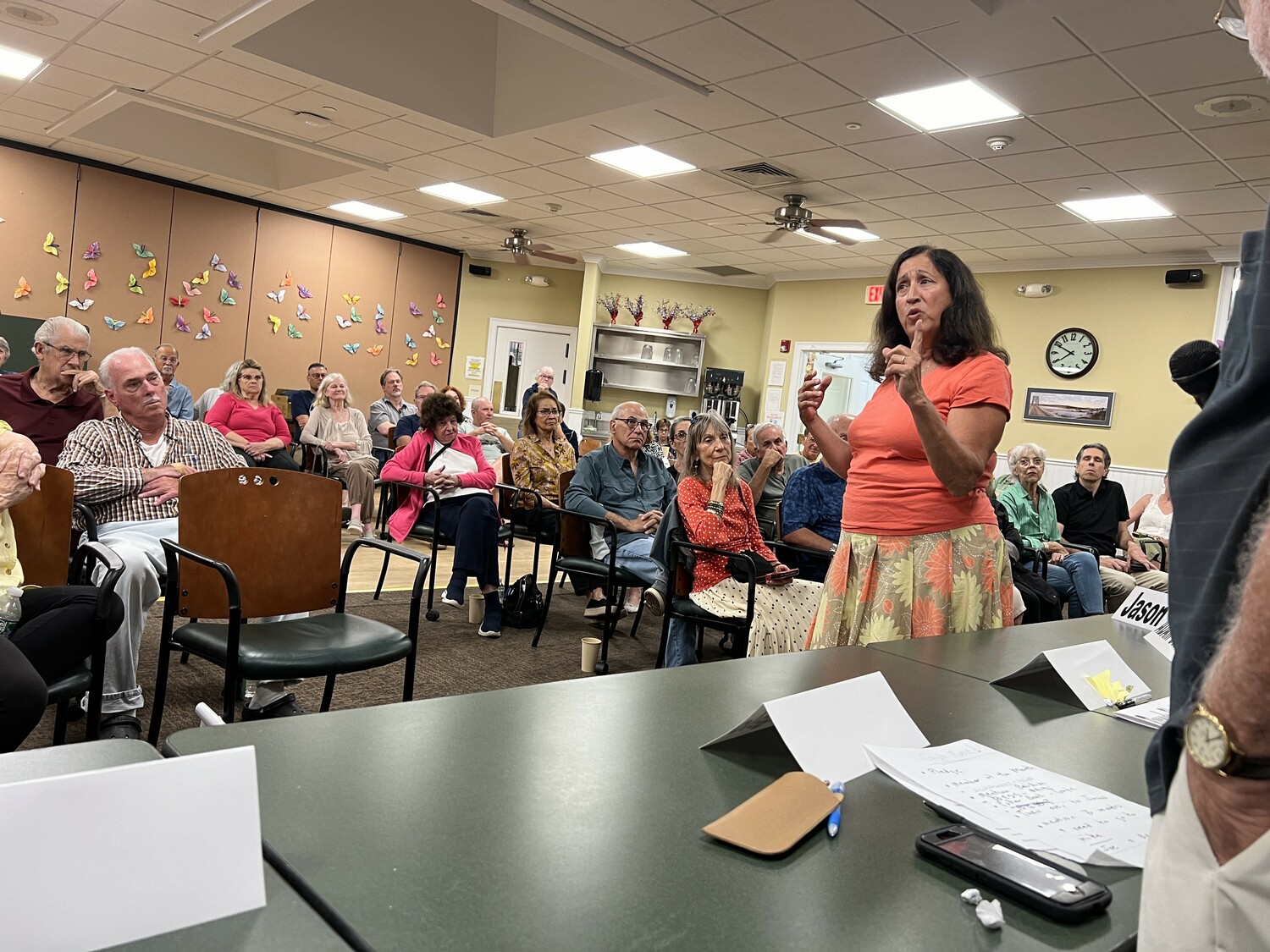 Carol McNeil and other Hampton Bays residents said this week that Southampton Town should be taking drastic steps to stop the Shinnecock Nation from continuing construction of a gas station off Newtown Road. JOE SHAW